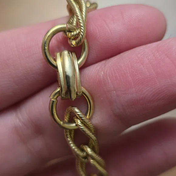 Vintage Gold-Tone Charm Bracelet with Green and Multicolor Gem Accents - Picture 14 of 14